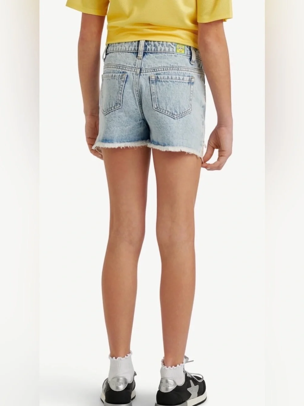 Spongebob X Justice Girls Sequin Denim Short, Sizes 10 Slim & Plus